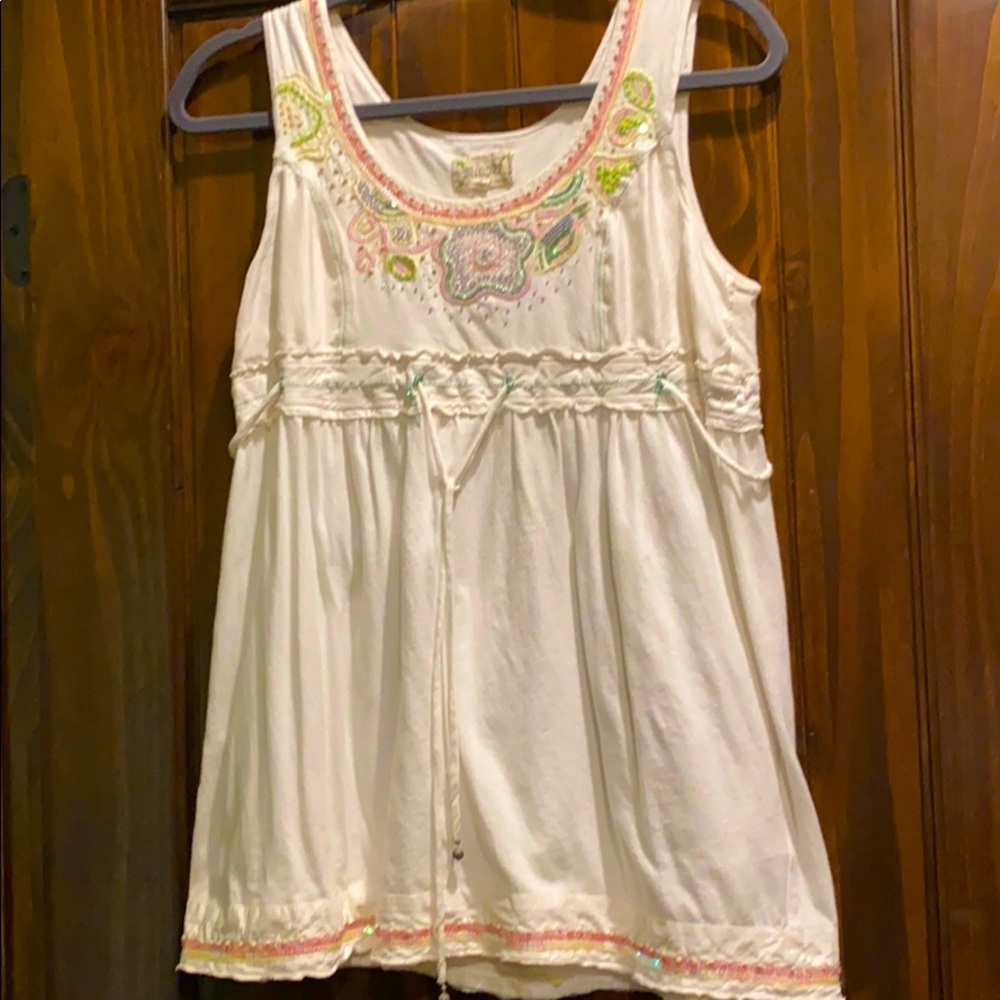 Miss Me babydoll sequin and beaded tank top